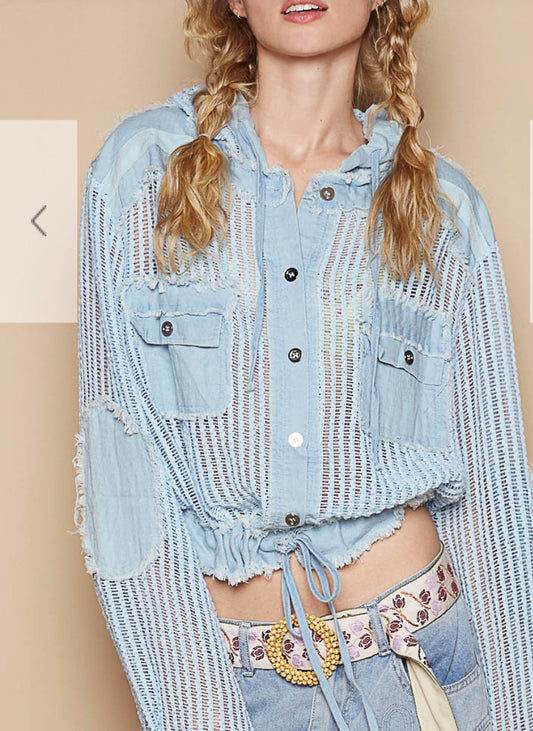 Button down oversized jacket in sky blue